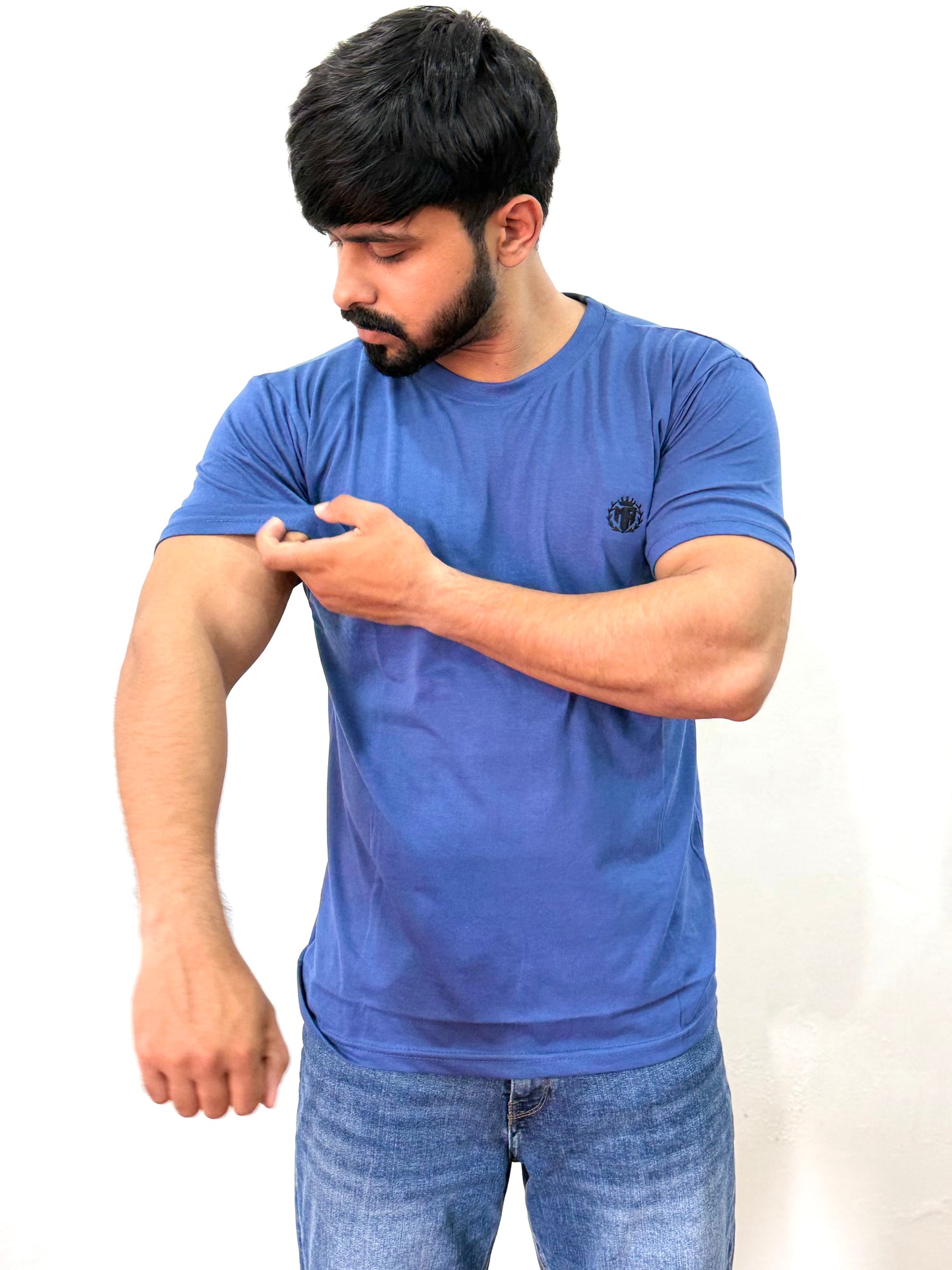 Premium Blue Round Neck T-Shirt - 100% Cotton | Soft & Breathable | Regular Fit