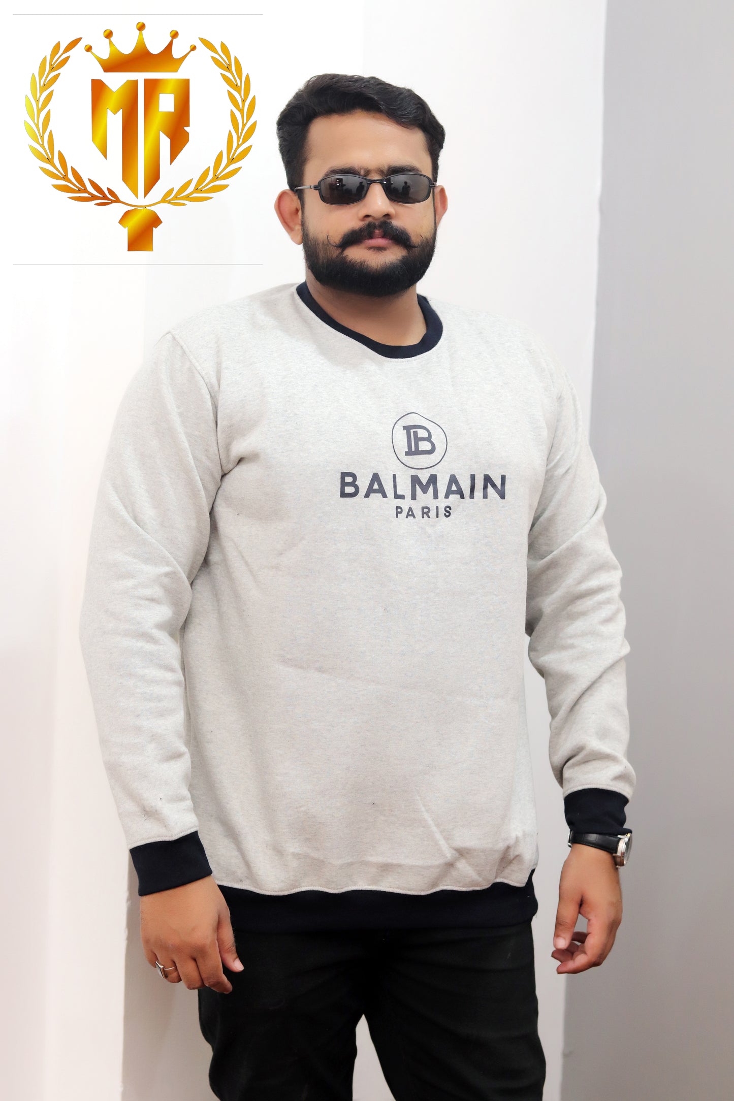 Men’s Fleece Round Neck Sweatshirt – Premium Comfort (M–2XL) Light Grey