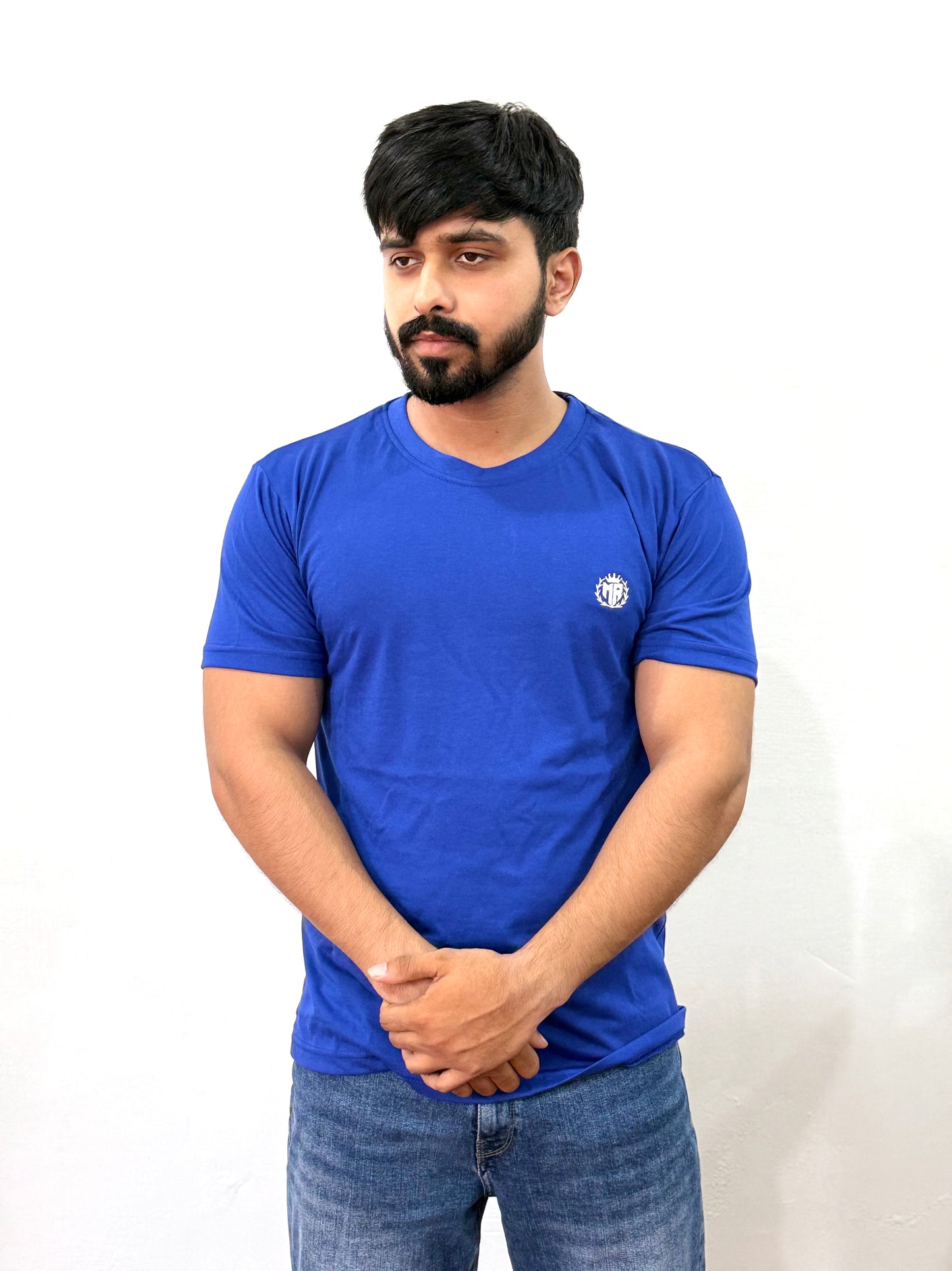 Premium Blue Round Neck T-Shirt - 100% Cotton | Soft & Breathable | Regular Fit